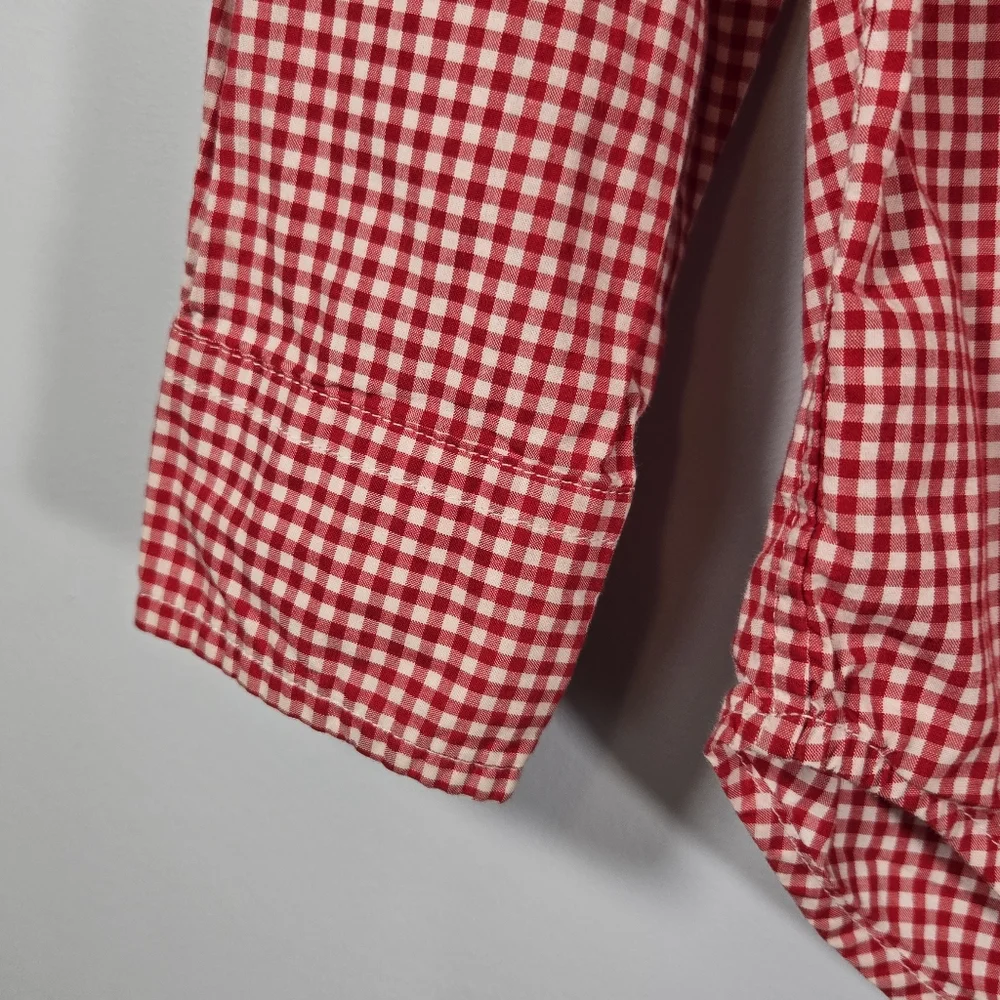 Ralph Lauren Boys Red Gingham Button Down‎ Shirt Size Medium Long Sleeve
